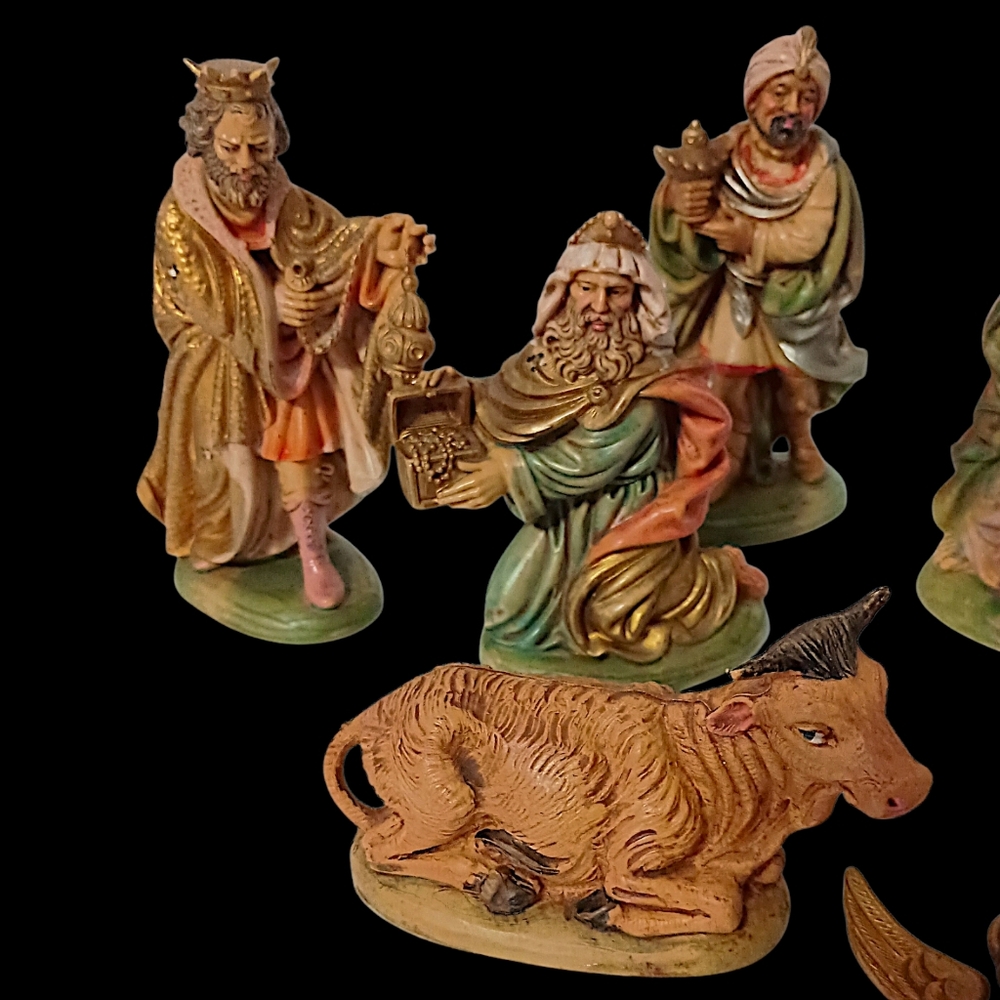 9 Vtg Nativity Set Italy Figures Holy Family Mary Jesus Joseph Wisemen Composite - Picture 8 of 16